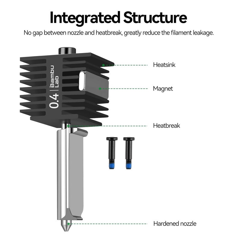 ENOMAKER Bamboo Lab A1 Mini,A1 Hardened Steel Hotend Kit with 0.4mm Harden Steel Nozzle, All Metal Extruder Hot End, Heating Block Replacement - Image 4